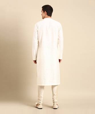 Ivory silk jaquard kurta set 5