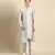 Silver grey silk jaquard kurta set