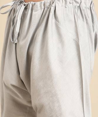 Silver grey silk jaquard kurta set 4