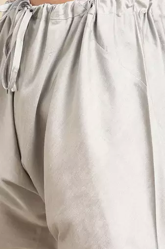 Silver grey silk jaquard kurta set