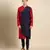 Red & blue silk jaquard kurta set