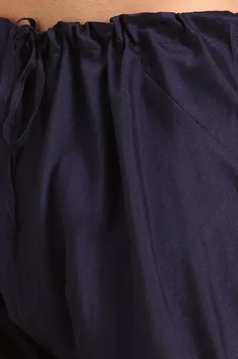 Red & blue silk jaquard kurta set