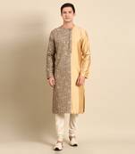 Brown & gold silk chanderi kurta set