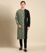 Black & green chanderi silk kurta set