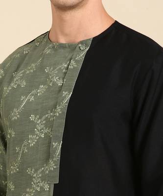 Black & green chanderi silk kurta set 3