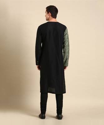Black & green chanderi silk kurta set 4
