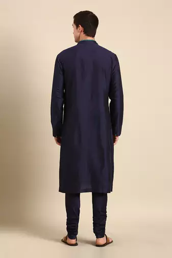 Green & blue silk jaquard kurta set