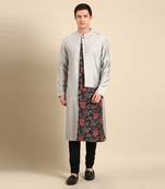Silver black silk muslin kurta set