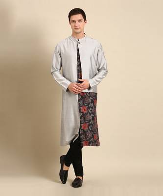 Silver black silk muslin kurta set 2