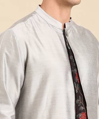 Silver black silk muslin kurta set 3