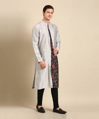 Silver black silk muslin kurta set 4