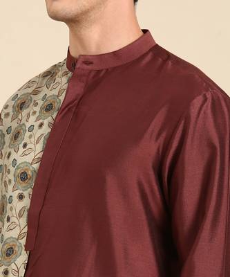 Blue & red print silk muslin kurta set 2