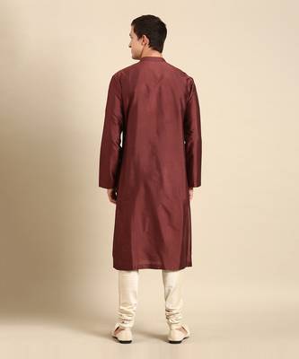 Blue & red print silk muslin kurta set 4