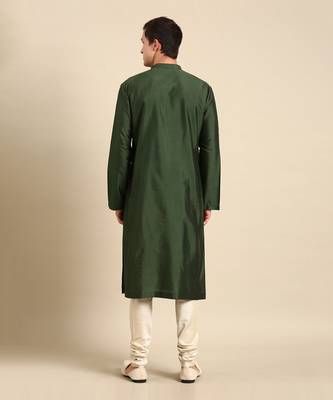 Green print silk muslin kurta set 4