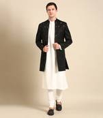 Black mirror emb crush silk long open jacket