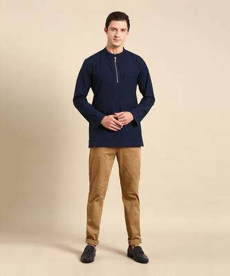 this classic short kurta can be paired up with black/beige straight cut pant. 1