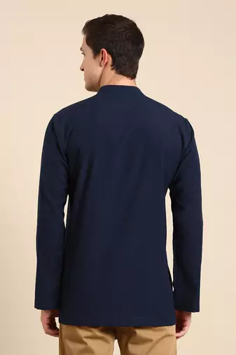 this classic short kurta can be paired up with black/beige straight cut pant.