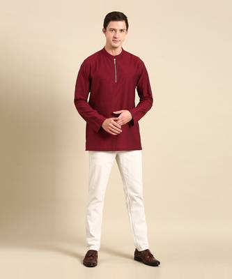 the short kurta is perfect outfit for semi cocktail party when its paired with black formal trouser. 1