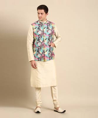 Multicolor muslin digital print modi jacket 1