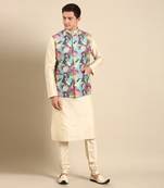 Multicolor muslin digital print modi jacket