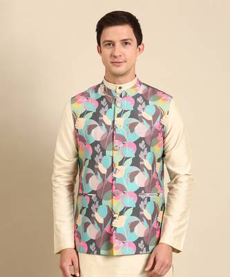 Multicolor muslin digital print modi jacket 2