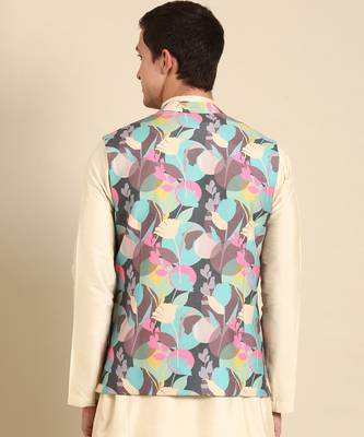 Multicolor muslin digital print modi jacket 5