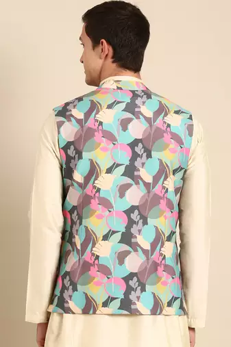 Multicolor muslin digital print modi jacket