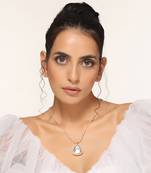 White gold polki pendant with chain