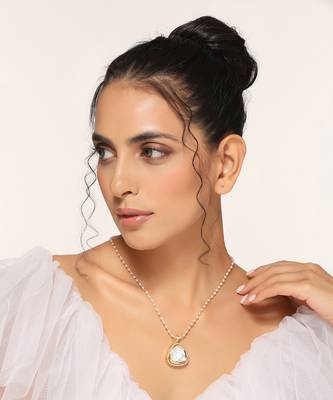 White gold polki pendant with chain 2