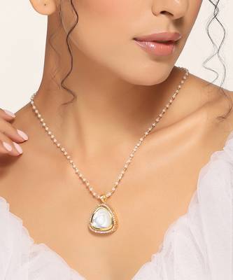 White gold polki pendant with chain 3