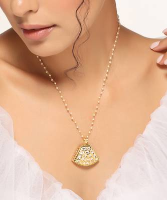 Gold polki pendant with chain 2