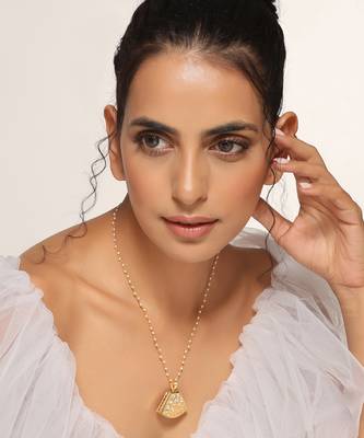 Gold polki pendant with chain 3
