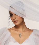 Grey rhodium finish kundan pendant with chain