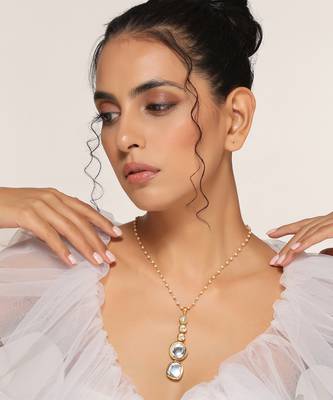 Gold tone polki pendant with chain 1