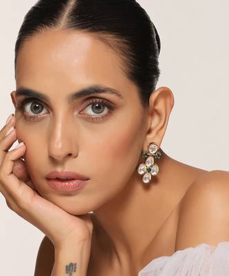 Green polki stud earrings 2