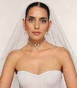 White Kundan Brass Choker Set with Stones Encrusted 