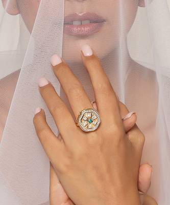 Green gold tone kundan ring 2