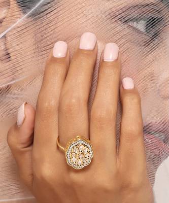 Gold tone kundan ring 2