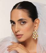 Gold tone kundan dangler earrings