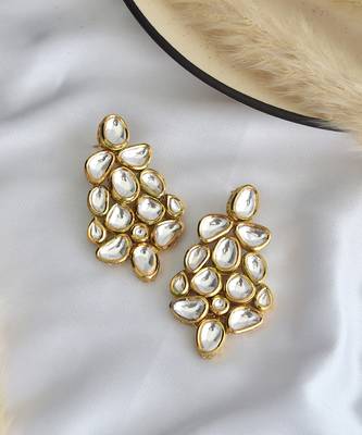 Gold tone kundan dangler earrings 2