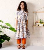 Grey paisley ikat kurta set