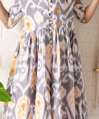 Grey paisley ikat kurta set 5