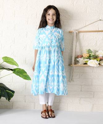 Blue soiree ikat kurta set 1