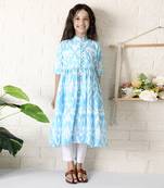 Blue soiree ikat kurta set
