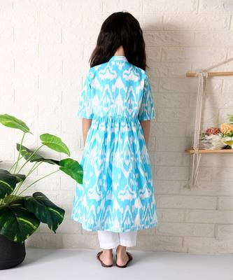 Blue soiree ikat kurta set 2