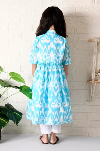 Blue soiree ikat kurta set