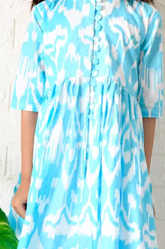 Blue soiree ikat kurta set