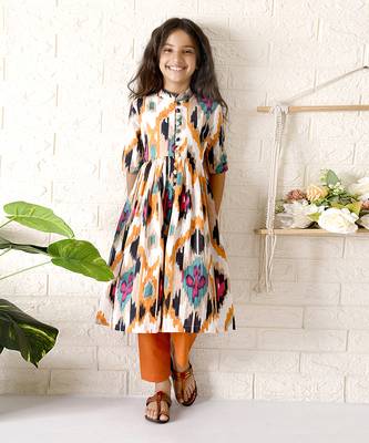 Multicolor senorita ikat kurta set 1