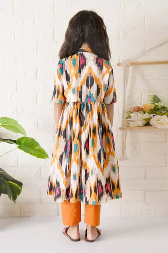 Multicolor senorita ikat kurta set