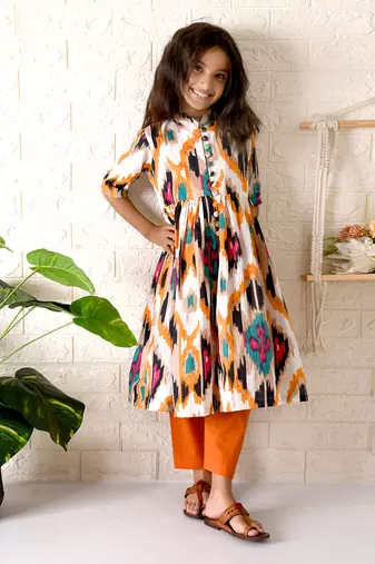 Multicolor senorita ikat kurta set